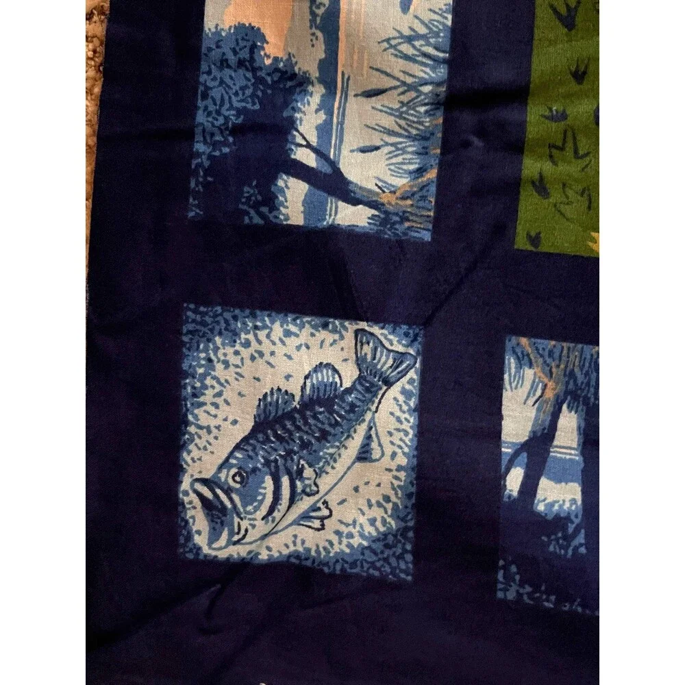 Fishing Tournament Beaver Lake Cotton Sewing Fabric Quilt Panel Nature Outdoor